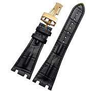 XJEIVJIC Bracelet de montre en cuir de crocodile avec boucle pliable de 28 mm AP 15703 26470SO Royal Oak Offshore Hommes Crocodile Sports Bracelet de montre