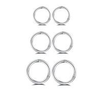 XJEIVJIC Changgai 3Pairs Stainless Steel 16G Sleeper Tiny Hoop Earrings Septum Hinged Nose Lip Ring Cartilage Tragus Piercings 6mm 8mm 10mm Set