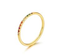 XJEIVJIC Colorful Crystal Stacking Ring Wedding Band for Women Men Eternity Rainbow Cubic Zirconia Engagement Knuckle Midi Stackable Thin Ring Pinky Band Comfort Fit Delicate Gift
