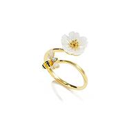 XJEIVJIC Cute Honey Bee Daisy Flower Adjustable Statement Open Wrap Band Finger Rings Women Dainty Fashion 14K Animal Engagement Shell Pearl Tail Ring Delicate Gifts Her Daughter Bff Birthday