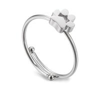 XJEIVJIC Cute Puppy Dog Cat Paw Ring Pet Animal Minimalist Polished Stainless Steel Stacking Finger Open Creative Love Friend Families Gifts for Women Men Birthday Graduation Xmas