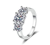 XJEIVJIC Eternity Wedding Bands for Women, Wedding Rings for Women with Moissanite/Cubic Zirconia 3 Stones