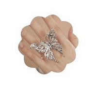 XJEIVJIC Exaggerated Big Crystal Butterfly Ring Open Wedding Butterfly for Women