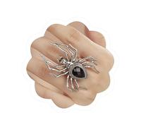 XJEIVJIC Gothic Punk Big Spider Ring Exaggerated Knuckle Stacking Finger Ring for Women Men
