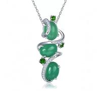 XJEIVJIC green agate women's pendant solid natural gemstone diopside necklace elegant jade