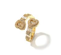 XJEIVJIC Iced Out Baguette Adjustable Heart Ring All Match Bling Dainty Pinky Ring Wedding Engagement Rings for Women Luxury Gift Birthday Xmas Anniversary Promise Statement