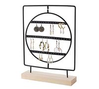 XJEIVJIC Jewellery Stand,Earring Holder, 3-Tier Spin Ear Stud Holder with Wooden Base, Organizer Holder for Earrings, Earring Display Stand, Black Organizer