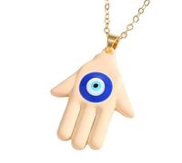 XJEIVJIC JZWCHQ Hamsa Necklace For Women And Men, Multicolor Hamsa Hand Evil Eye Necklace Turkish Blue Eye Fatima Hand Sweater Chains, Mano De Fatima Con Ojo Turco