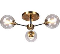 XJEIVJIC Modern Black Sputnik Chandeliers Flush Mount Ceiling Light Industrial Rustic Ceiling Light Fixtures Compatible with Living Room Kitchen Bar Bedroom,Chandelier