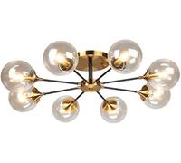 XJEIVJIC Modern Black Sputnik Chandeliers Flush Mount Ceiling Light Industrial Rustic Ceiling Light Fixtures Compatible with Living Room Kitchen Bar Bedroom,Chandelier