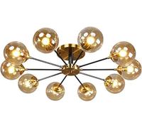 XJEIVJIC Modern Black Sputnik Chandeliers Flush Mount Ceiling Light Industrial Rustic Ceiling Light Fixtures Compatible with Living Room Kitchen Bar Bedroom,Chandelier