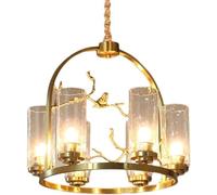 XJEIVJIC Modern European Art Decoration Hanging Pendant Lamp Soft Color Lamp Shade Lighting Fixture E27 Copper Ceiling Lights Gold Birds Tree Branch Indoor Chandelier,Chandelier