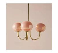 XJEIVJIC Modern French Simple Country V-intage Retro Pink White Glass Lovely Girl's Living Room Bedroom Pendant Lamp,Chandelier