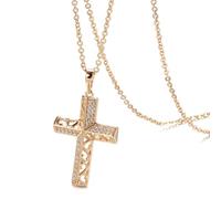 XJEIVJIC Necklace Women Pendant Chain Necklaces Exquisite Cross Necklaces Natural Zircon Hollow Flower Necklaces For Women Vintage