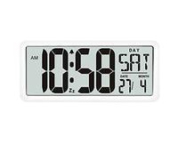 XJEIVJIC Square Wall Clock Series Digital Jumbo Alarm Clock LCD Display Multi-Functional Upscale Office Decor Desk (Color : White) (White)