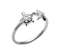 XJEIVJIC Star Cute Turtle Starfish Asymmetric Small Open Rings for Women Girls Dainty Animals Adjustable Statement Knuckle Rings Thin Tiny Finger Pinky Rings for Daughter Bff Birthday