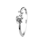 XJEIVJIC Tiny Rose Flower Wedding Ring Vintage Stacking Promise Love Engagement Statement Band Delicate Everyday Ring for Women Minimalist Personalized Birthday Anniversary Valentine's Day Gifts