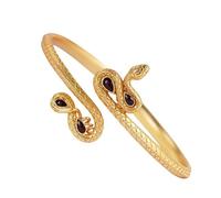 XJEIVJIC Vintage Snake Bangle Bracelet - Greek-Inspired Design Symbolizing Wisdom and Strength, Elegant with Zircon Accents for Women
