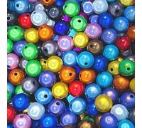 XJHDS Bulk 300pcs 4-20mm Acrylic Round Reflective Miracle Beads, Assorted Colors for Jewelry Making
