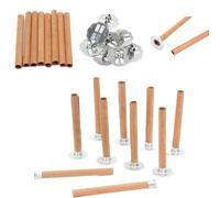 XJHHS 10Pcs 50-95mm Cylindrical Natural Wooden Candle wicks for Soy Making Candle Diy Kit With Metal Iron Stand Base Holder