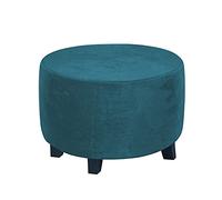 XJHKG Real Velvet Stretch Round Folding Storage Covers Ottoman Washable Footstool Protect Slipcovers (Color : Teal, Size : S(20-23in))