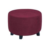 XJHKG Real Velvet Stretch Round Folding Storage Covers Ottoman Washable Footstool Protect Slipcovers (Color : DarkRed, Size : S(20-23in))