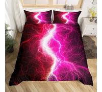 XJHTJA Lightning Super King Duvet Cover for Adults Teens,Bedroom Lightning Strike Bedding Set,Soft Microfiber Nature Quilt Cover Set Red Purple
