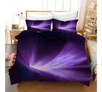 XJHTJA Purple Galaxy 3D Print Single Duvet Cover,Reversible Starry Sky Aurora Pattern Quilt Cover Set for Women Men Kids,Soft Breathable Microfiber Luxurious Dream Bedding Set