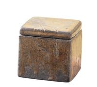 XJHWD 10 * 10CM Square Rerro Ceramic Tea Canister with Lid Wabi Sabi Ceramic Coffee And Tea Storage Jars For Kitchen Canisters Coffee Bean Tin