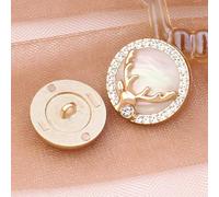 XJHWD 18/22/25MM 6/12PCS Deer Crystal Pearl Flower Buttons Round Pearl Buttons For Sewing Faux Pearl Flat Back Buttons Metal Shank Buttons