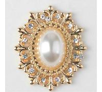 XJHWD 20Pcs 29 * 24mm Oval Gold Metal Pearl Alloy Rhinestone Flatback Buttons Bows Center Decoration Hair Embellishments DIY Craft Supplies