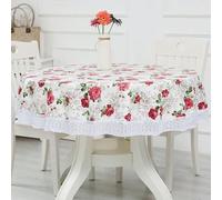 XJHWD Dia 150-220CM Ruffle Lace Large Round Pvc Table Cloth Wipe Clean Pvc Table Cloth Round Table For Circular Table Home Tablecloth Waterproof