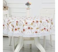 XJHWD Dia 150-220CM Ruffle Lace Large Round Pvc Table Cloth Wipe Clean Pvc Table Cloth Round Table For Circular Table Home Tablecloth Waterproof