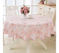 XJHWD Dia 150-220CM Ruffle Lace Large Round Pvc Table Cloth Wipe Clean Pvc Table Cloth Round Table For Circular Table Home Tablecloth Waterproof