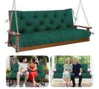 XJHZM Garden Bench Cushion 12cm Thick Swing Seat Cushions 100cm Waterproof Garden Swing Cushions 2 Seater with Back and Tie for Outdoor Garden Patio Furniture(Dark green)