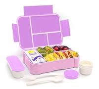 XJIANFU Children's Lunch Box with Compartments, 1200 ml Leak-Proof Bento Box, Children's Lunch Box, Leak-proof Compartments, Lunch Box for Girls and Boys, Microwave/Dishwasher Safe (Purple)