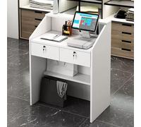XJIE HOME Reception Desk, Modern Executive Reception Counter, Lockable Drawer, Heightened Baffle, 60x38x92cm, Office Work, Reception Duty