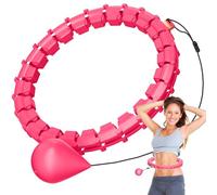 XJIPL Hula Circle Hoops for Adults Weight Loss, Infinity Fitness Hoop Plus Size 65 Inch, 32 Detachable Links, Exercise Hoop Suitable for Women and Beginners (Magenta)