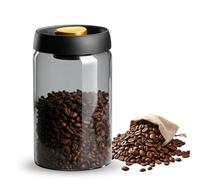 XJJAUGKLY Airtight Coffee Canister 1200 ml, Coffee Storage Jar with Vacuum Lid, Sustainable Storage Vacuum Coffee Tin, Glass Coffee Container for Coffee Beans, Tea, Nuts, Moisture