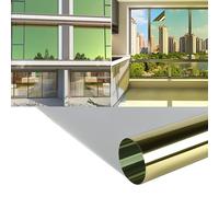 XJJDCB Window Privacy Film One Way Window Tint for Home office, Removable Reflective Heat Sun Blocking Anti UV Glass Door Covering, Gold Mirror Tinting Film,70x300cm