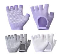 XJKLBYQ 3 Pairs Yoga Gloves, Half Finger Non Slip Pilates Gloves with Grips for Women, Breathable Training Mitten for Gym Exercise Workout, Exercise Women