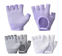 XJKLBYQ 3 Pairs Yoga Gloves, Half Finger Non Slip Pilates Gloves with Grips for Women, Breathable Training Mitten for Gym Exercise Workout