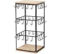 XJKLBYQ 360 Rotating Earring Display Stands,Earring Rack Display Holder Stand with Wooden Base & Top,48 Hooks Jewelry Organizer for Vendor Selling Earring Cards Dresser