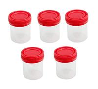 XJKLBYQ 5PCS Plastic Medicine Measuring Cups with Lids, Clear Reusable Graduated Cups Transparent Scale Measuring Cups, Measure Container Random Color