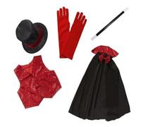 XJKLBYQ 5Pcs/Set Magician Accessories Pretend Play Dress Up Set Hat Cape Wand Gloves Magic Tricks Games Toy for Kids