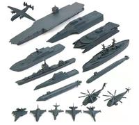XJKLBYQ Aircraft Carrier Toy, 17PCS Plastic Army Toys Includes Small Scale Fighter Jet, Battleships, Submarine and More for Boys & Girls Kids Gifts, Battleships