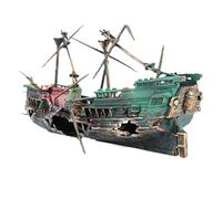 XJKLBYQ Aquarium Pirate Ship Shipwreck Broken Fish Tank Aquarium Decoration Fish Tank Accessories Home Landscaping Decoration(Colored shipbuilder),
