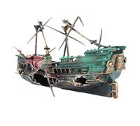 XJKLBYQ Aquarium Shipwreck Decorations,Air Bubbler Sunken Ship Ornament,Aquarium Pirate Ship,Broken Fish Tank Aquarium Decoration(Colored shipbuilder)