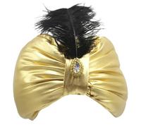 XJKLBYQ Arab India Hat Costume,Turban for Men & Women, Indian Sultan Arabic Pleated Satin Head Wrap, Womens & Mens Turban Head Wrap for Fancy Dress and Arabian Themed Party