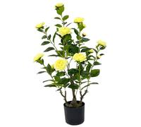 XJKLBYQ Artificial Camellia Tree, 32 Inch Waterproof Camellia Plant in Pot, Fake Flower Tree with Flexible Branches, Indoor Outdoor Artificial Tree for Office Home Porch Housewarming Gift, Yellow